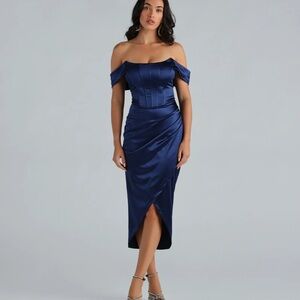 Windsor Strapless Navy Dress